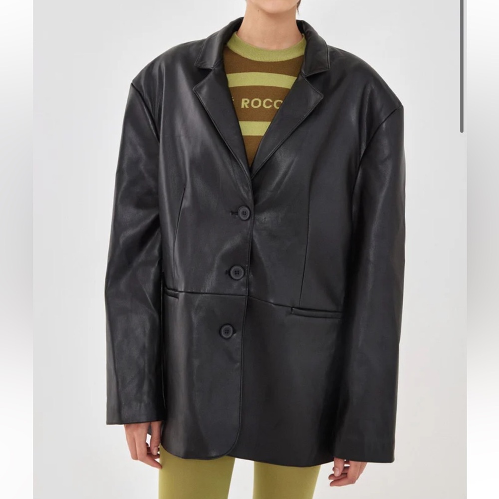 De Rococo Vegan Leather Tailored Blazer